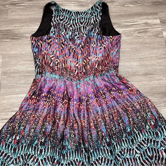 Cynthia Rowley 100% Silk Woman’s Dress 6 Fun Abstract Watercolors Retro High Low - Picture 5 of 7